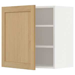 METOD Wall cabinet with shelves, white/Forsbacka oak, 60x60 cm