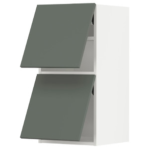 METOD Wall cab horizo 2 doors w push-open, white/Bodarp grey-green, 40x80 cm