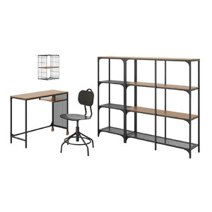 FJÄLLBO/KULLABERG/GULLHULT Desk and storage combination and swivel chair black/pine