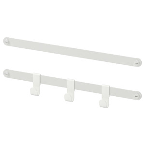 HJÄLPA 2 suspension rails + 3 hooks, white, 40 cm