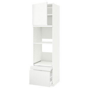 METOD / MAXIMERA Hi cab f ov/combi ov w dr/2 drwrs, white/Voxtorp matt white, 60x60x220 cm