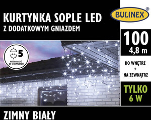 Christmas Curtain Lights In-/Outdoor 100 LED 4.8m, icicles, white