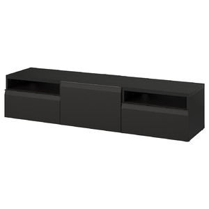 BESTÅ TV bench, black-brown/Hammarsmed anthracite, 180x42x39 cm