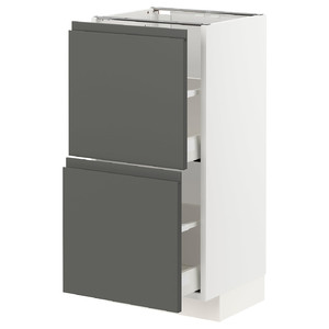 METOD / MAXIMERA Base cabinet with 2 drawers, white, Voxtorp dark grey, 40x37 cm
