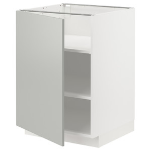 METOD Base cabinet with shelves, white/Havstorp light grey, 60x60 cm