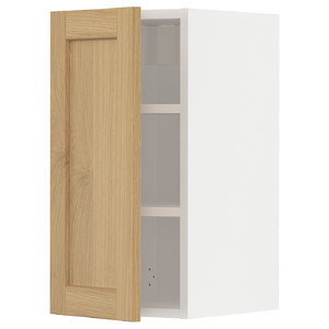 METOD Wall cabinet with shelves, white/Forsbacka oak, 30x60 cm