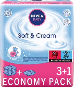 Nivea Baby Soft & Cream Wipes 3 + 1 (4 x 63pcs)
