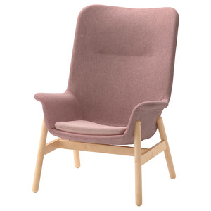 VEDBO High-back armchair, Gunnared light brown-pink