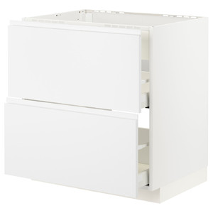 METOD / MAXIMERA Base cab f hob/int extractor w drw, white/Voxtorp matt white, 80x60 cm