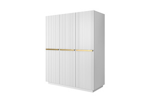 Wardrobe Nicole 150 cm, matt white, gold handles