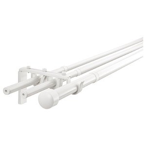 RÄCKA / HUGAD Triple curtain rod combination, white, 120-210 cm