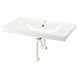 ORRSJÖN Wash-basin with water trap, white, 82x49 cm