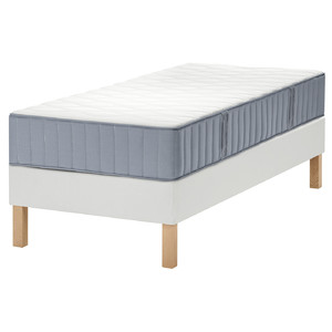 LYNGÖR Divan bed, Vågstranda medium firm/light blue white, 90x200 cm