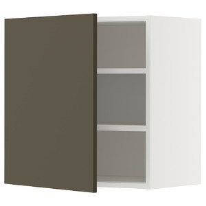 METOD Wall cabinet with shelves, white/Havstorp brown-beige, 60x60 cm