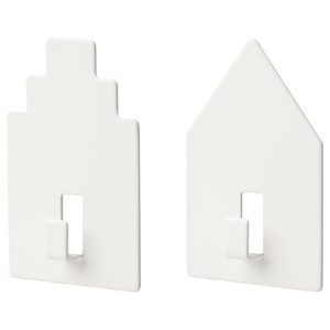 TIPPVAGN Hook, self-adhesive, house/white