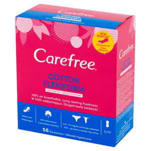 Carefree Cotton Flexiform Pantyliners Unscented 56 Pack