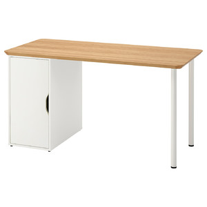 ANFALLARE / ALEX Desk, bamboo/white, 140x65 cm