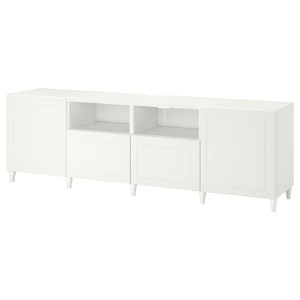 BESTÅ TV bench with doors and drawers, white/Smeviken/Kabbarp white, 240x42x74 cm