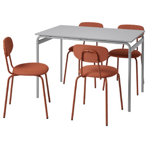 GRÅSALA / ÖSTANÖ Table and 4 chairs, grey/Remmarn red-brown, 110 cm