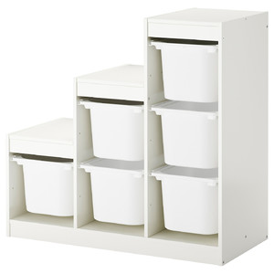 TROFAST Storage combination with boxes, white, 99x44x94 cm