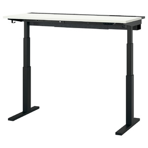 MITTZON Desk sit/stand, electric white/black, 140x60 cm