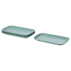 FÄRGKLAR Plate, matt light turquoise, 30x18 cm, 4 pack