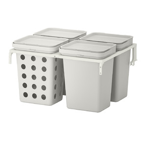 HÅLLBAR Waste sorting solution, for METOD kitchen drawer ventilated, light grey, 40 l