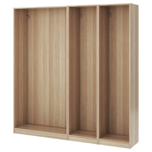 PAX 3 wardrobe frames, white stained oak effect, 200x35x201 cm