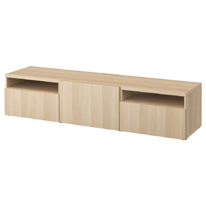 BESTÅ TV bench, white stained oak effect/Lappviken white stained oak effect, 180x42x39 cm