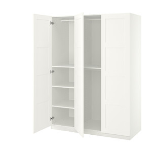 PAX / BERGSBO Wardrobe combination, white/white, 150x60x201 cm