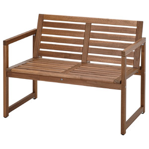 NÄMMARÖ Bench with backrest, outdoor, light brown stain