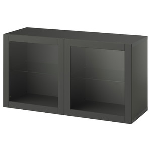 BESTÅ Shelf unit with doors, dark grey/Sindvik dark grey, 120x42x64 cm