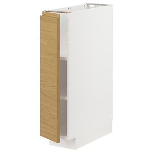 METOD Base cabinet with shelves, white/Voxtorp oak effect, 20x60 cm