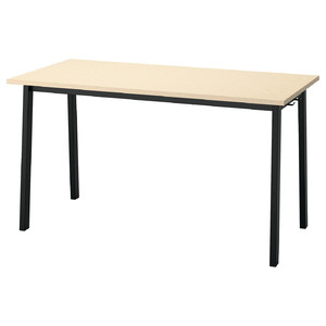 MITTZON Conference table, birch veneer/black, 140x68x75 cm