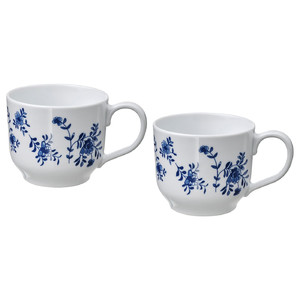 ENTUSIASM Jumbo cup, patterned/white blue, 50 cl, 2 pack
