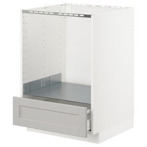 METOD / MAXIMERA Base cabinet for oven with drawer, white/Lerhyttan light grey, 60x60 cm