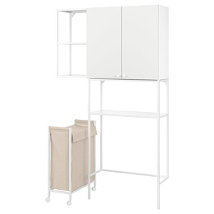 ENHET Storage combination for laundry, white, 120x32x204 cm
