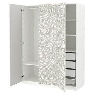 PAX / MISTUDDEN Wardrobe combination, white/grey patterned, 150x60x201 cm