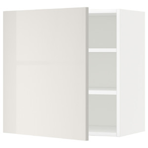 METOD Wall cabinet with shelves, white/Ringhult light grey, 60x60 cm