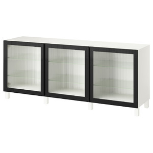 BESTÅ Storage combination with doors, white/Fällsvik anthracite, 180x42x74 cm