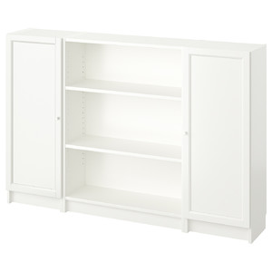BILLY / OXBERG Bookcase combination with doors, white, 160x106 cm