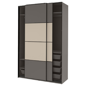 PAX / MEHAMN Wardrobe, double sided dark grey/beige, 150x66x236 cm