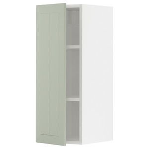 METOD Wall cabinet with shelves, white/Stensund light green, 30x80 cm