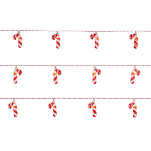 Christmas Lights String 16 LED Candy Canes, battery-operated