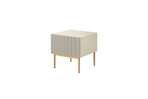 Nightstand Bedside Table Nicole Set of 2, gold legs, cashmere
