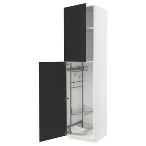 METOD High cabinet with cleaning interior, white/Nickebo matt anthracite, 60x60x240 cm
