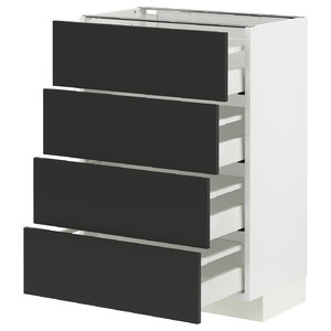 METOD / MAXIMERA Base cab 4 frnts/4 drawers, white/Nickebo matt anthracite, 60x37 cm