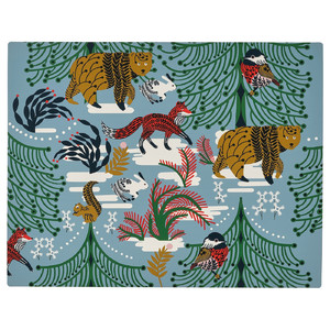 VINTERFINT Place mat, animal pattern blue, 45x35 cm