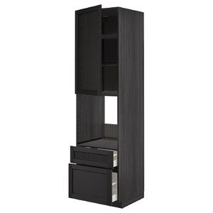 METOD / MAXIMERA Hi cab f ov w dr/2 frnt/1 m/1 h drw, black/Lerhyttan black stained, 60x60x220 cm