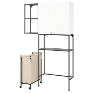 ENHET Storage combination for laundry, anthracite/white, 120x32x204 cm